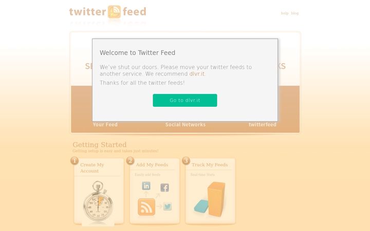 Screenshot of twitterfeed.com