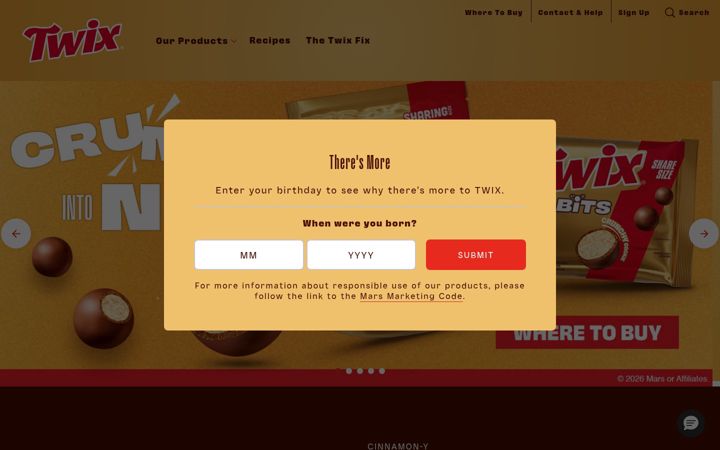 Screenshot of twix.com