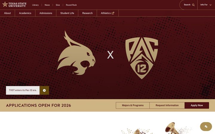 Screenshot of txst.edu
