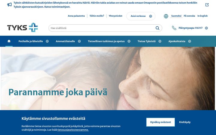 Screenshot of tyks.fi