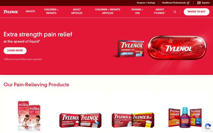 Screenshot of tylenol.com