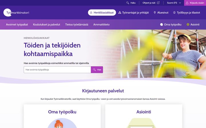 Screenshot of tyomarkkinatori.fi