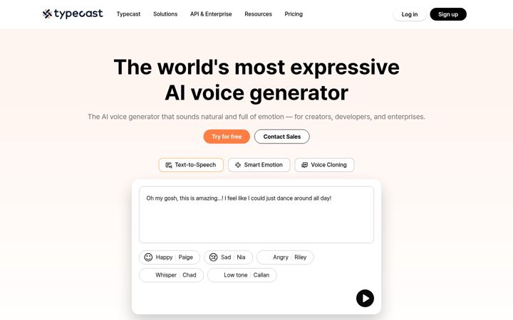 Screenshot of typecast.ai