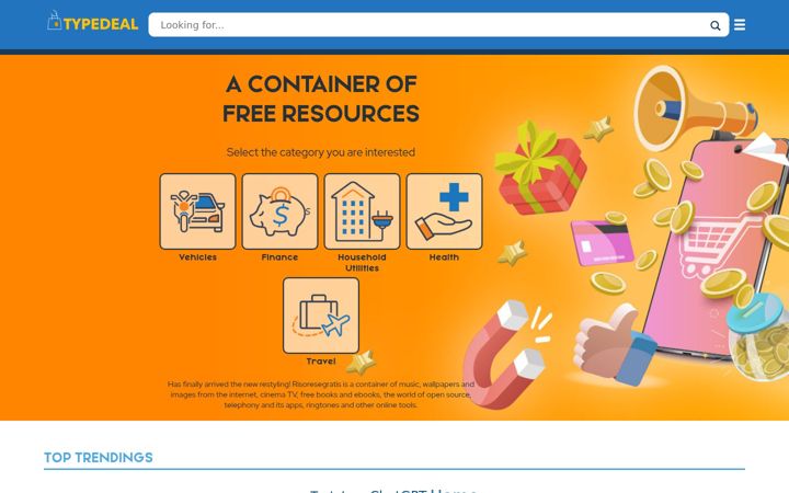 Screenshot of typedeal.com