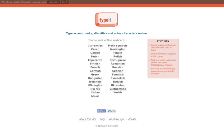 Screenshot of typeit.org