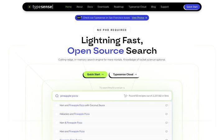 Screenshot of typesense.org