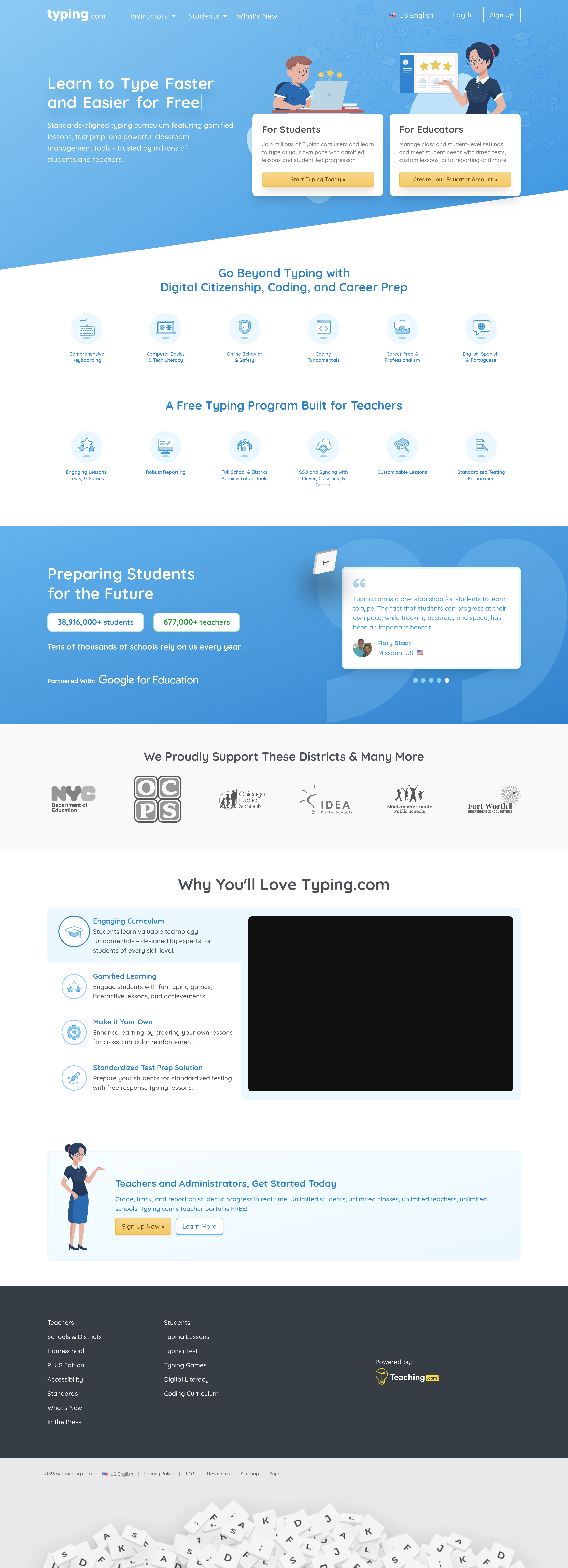 Screenshot of typing.com