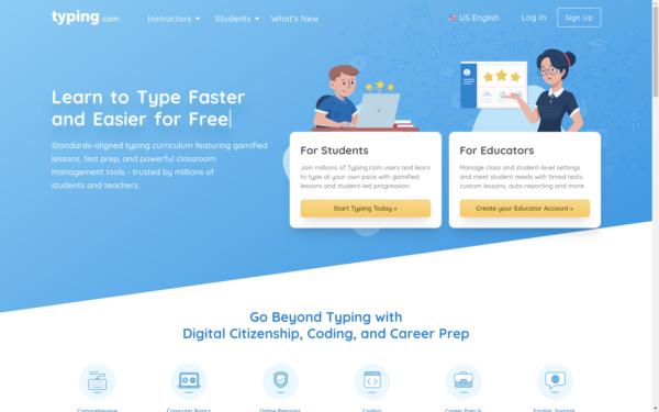 Screenshot of typing.com
