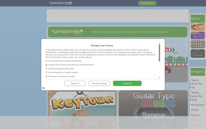 Screenshot of typinggames.zone