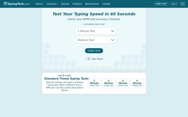 Screenshot di typingtest.com
