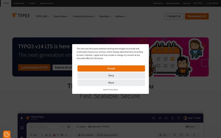 Screenshot of typo3.com