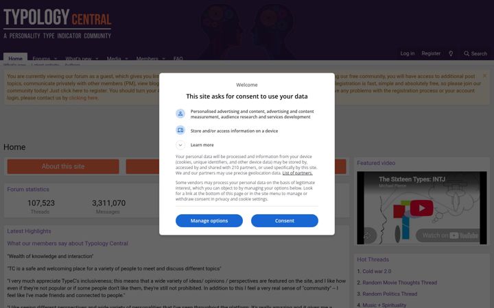 Screenshot of typologycentral.com