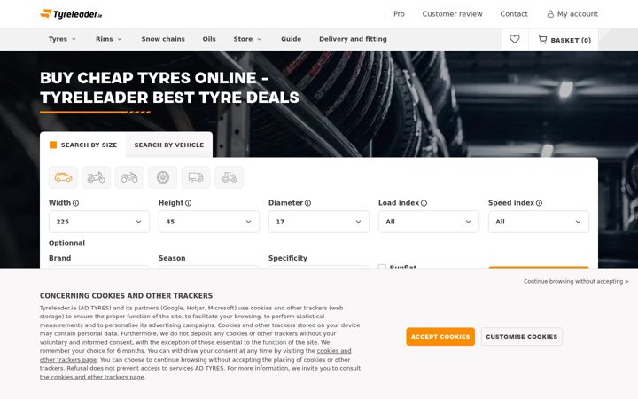 Screenshot of tyreleader.ie