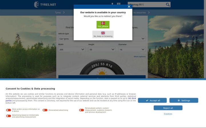 Screenshot of tyres.net