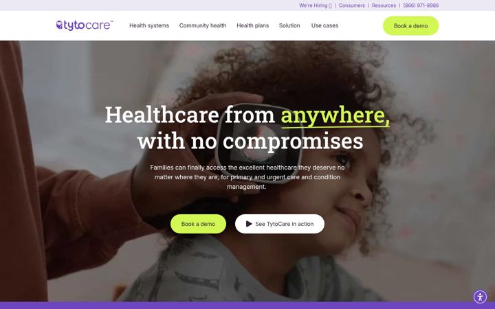 Captura de ecrã de tytocare.com