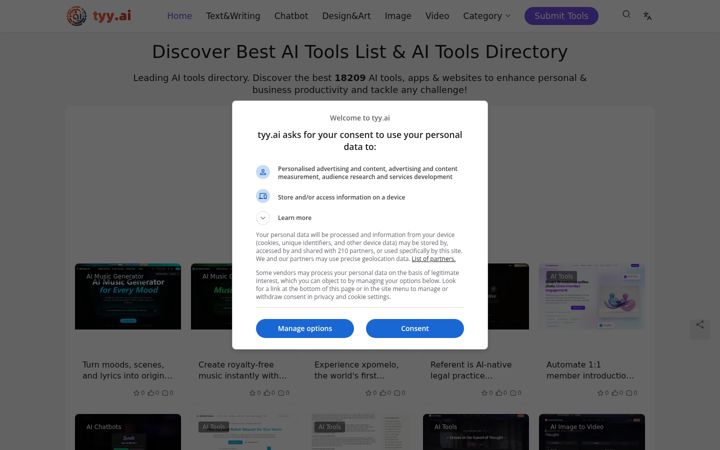 Screenshot of tyy.ai