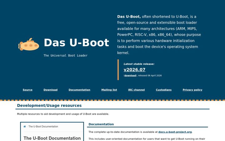 Screenshot of u-boot.org