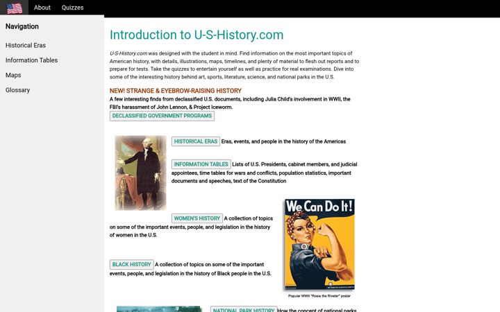 Screenshot of u-s-history.com
