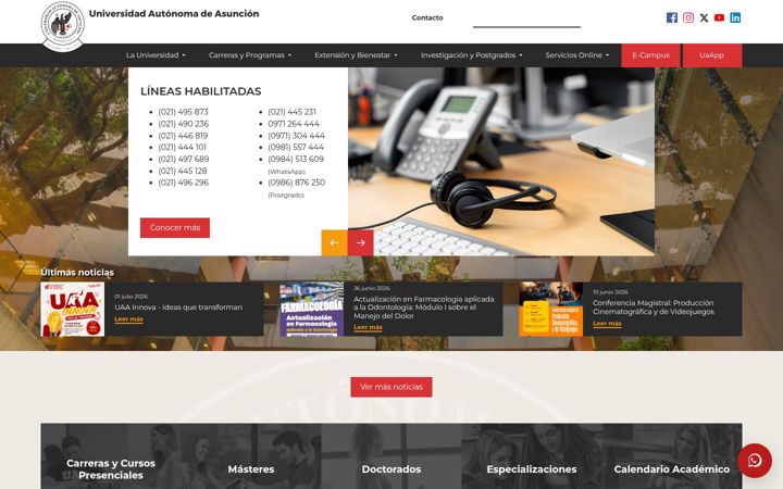 Screenshot of uaa.edu.py