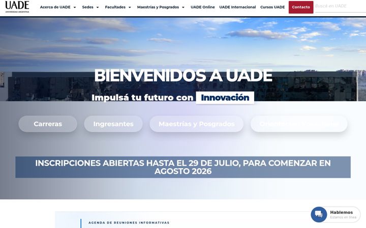 Screenshot of uade.edu.ar
