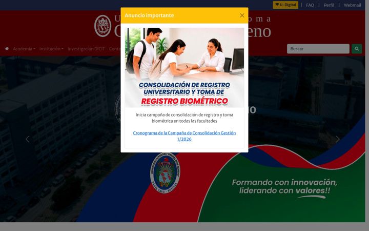 Screenshot of uagrm.edu.bo