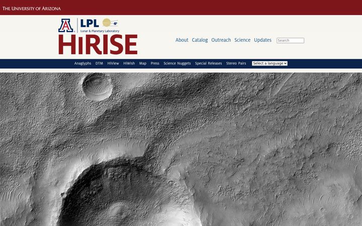Screenshot of uahirise.org