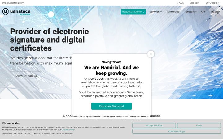 Screenshot of uanataca.com