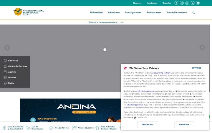 Screenshot of uasb.edu.ec