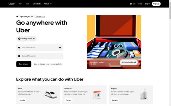 Screenshot of uber.com