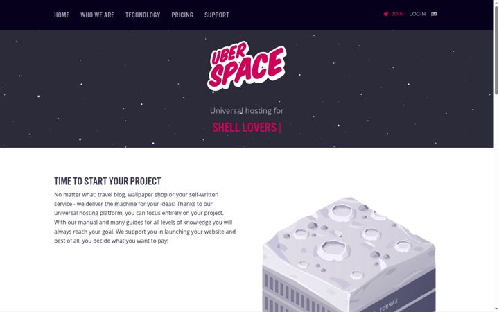 Screenshot van uberspace.de