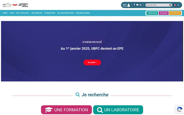 Screenshot stránky ubfc.fr