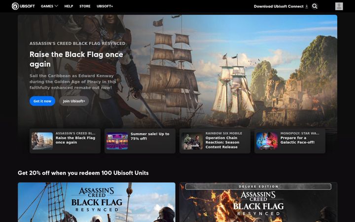 Kuvakaappaus sivustosta ubisoft.com