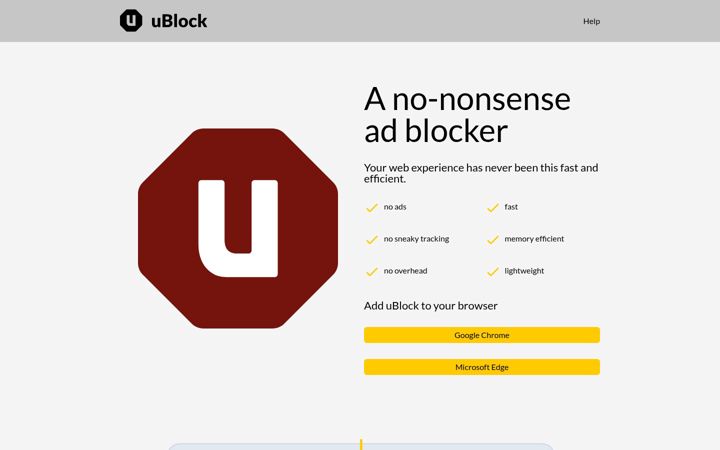 Snímek obrazovky ublock.org