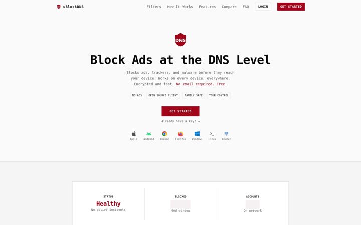 Screenshot ta' ublockdns.com