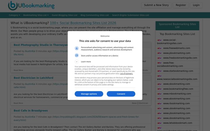 Screenshot of ubookmarking.com