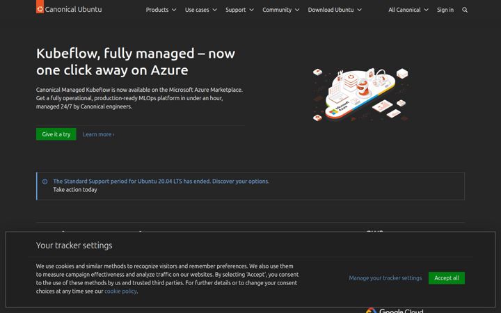 Екранна снимка на ubuntu.com