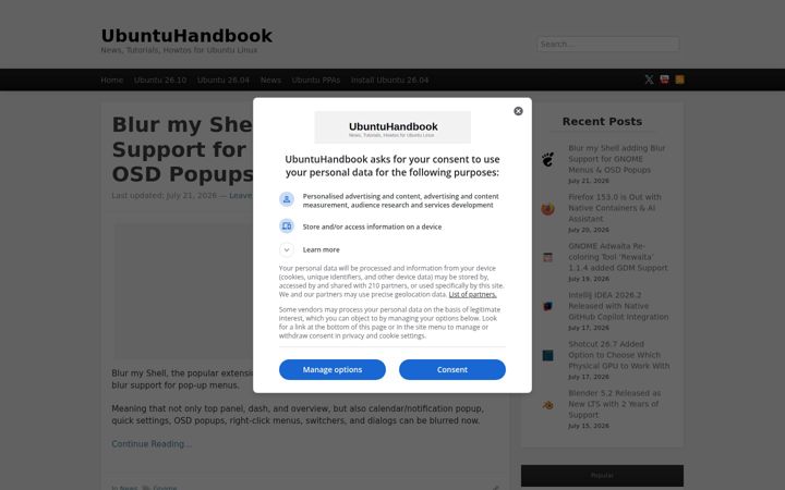 Screenshot of ubuntuhandbook.org