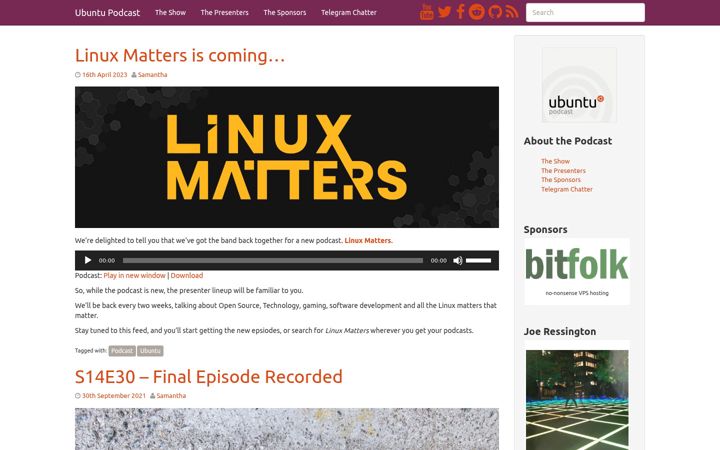 Screenshot of ubuntupodcast.org