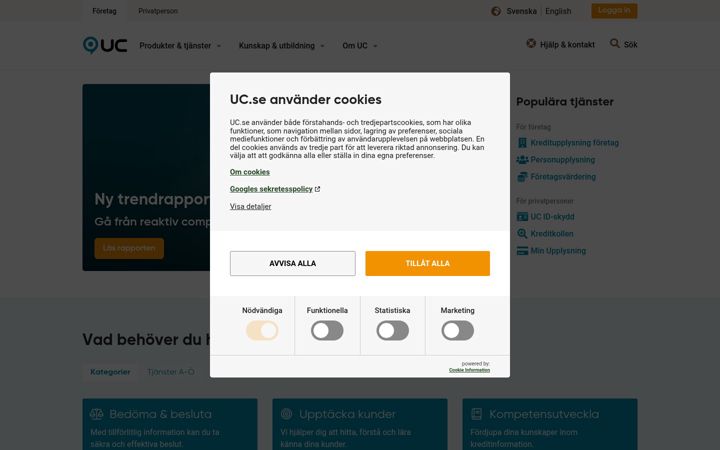 Screenshot von uc.se