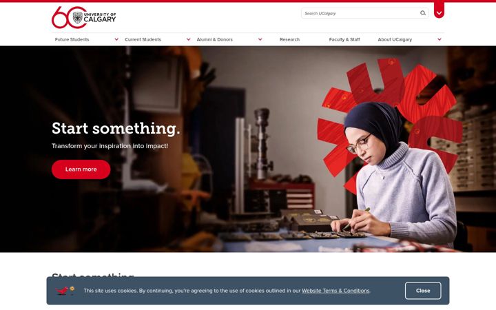 Snímek obrazovky ucalgary.ca