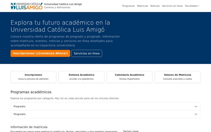 Screenshot of ucatolicaluisamigo.edu.co