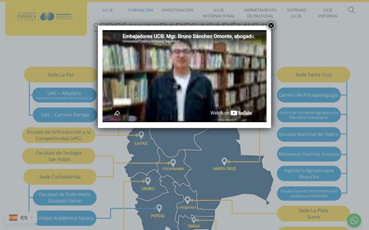 Screenshot of ucb.edu.bo