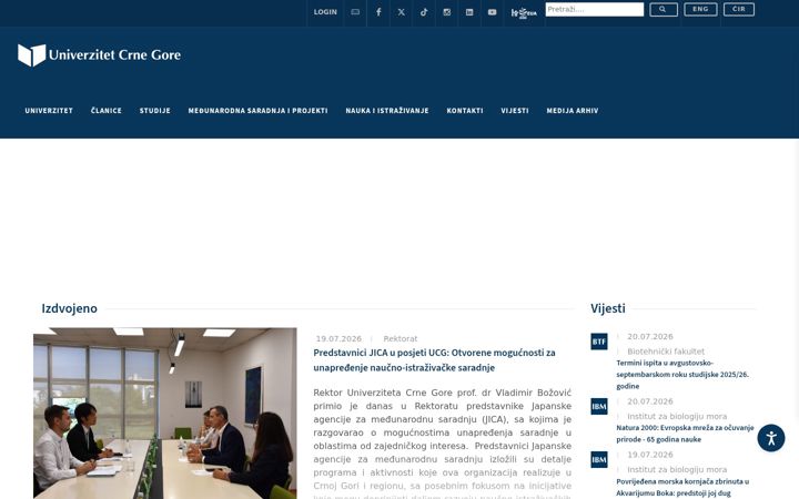 Screenshot of ucg.ac.me