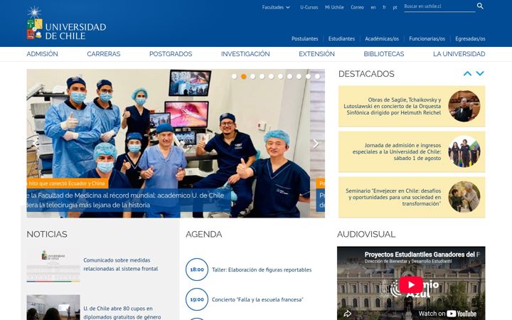 Screenshot von uchile.cl