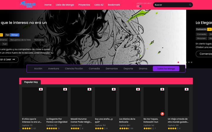 Screenshot of uchuujinmangas.com