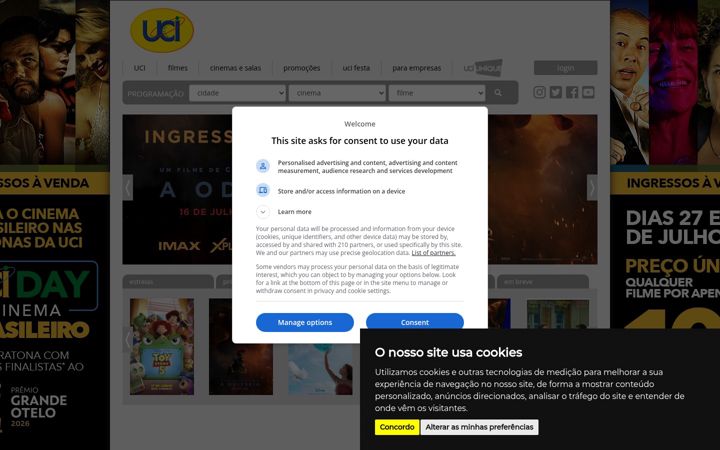 Screenshot of ucicinemas.com.br