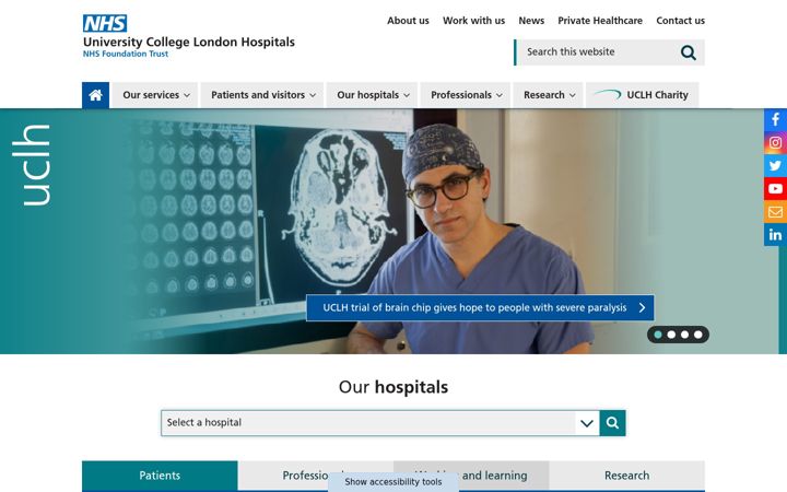 Screenshot of uclh.nhs.uk