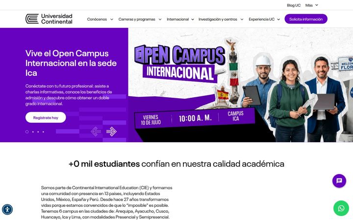 Screenshot of ucontinental.edu.pe