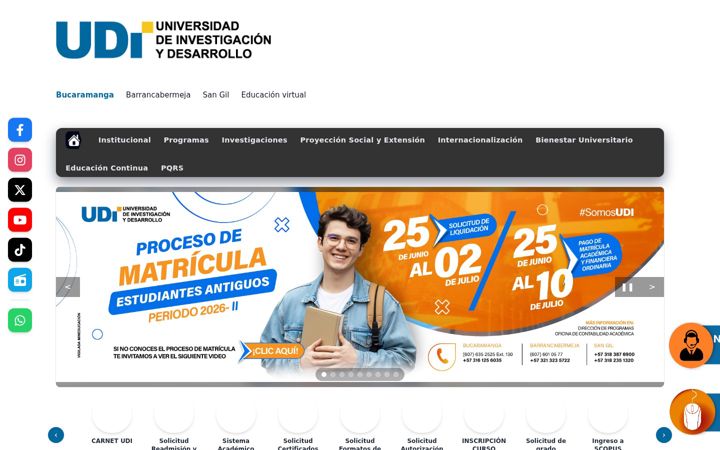Screenshot of udi.edu.co