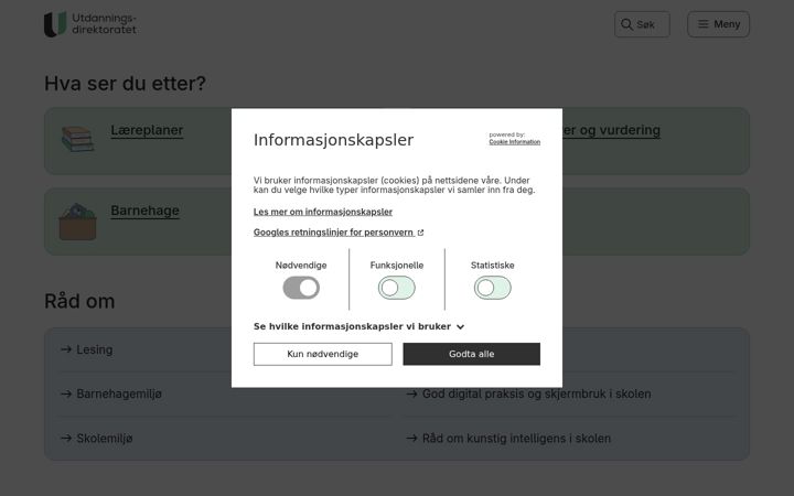 Screenshot of udir.no